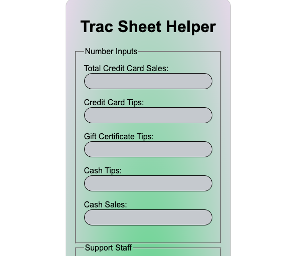 trac sheet